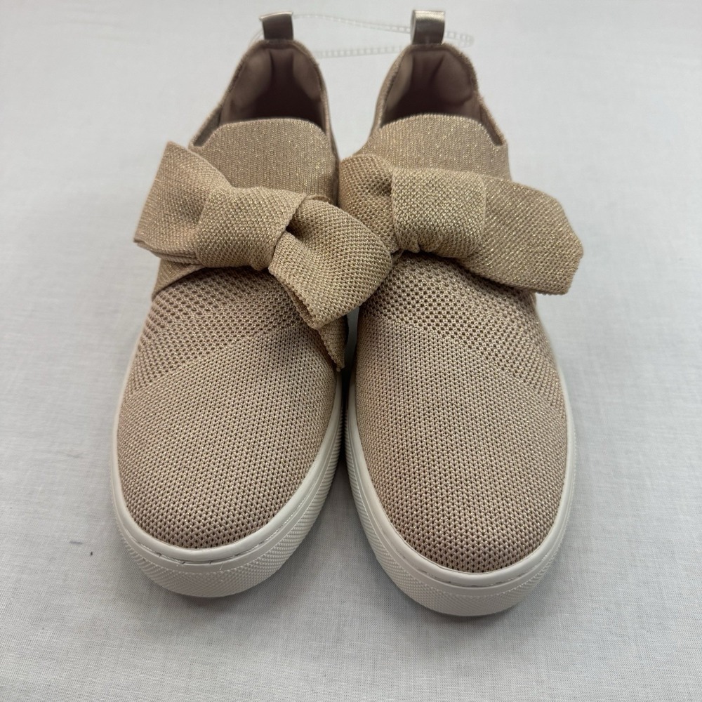 Bandolino Bow Slip On Knit Sneakers Beige Women's Size‎ 9 NWOT Casual Comfort